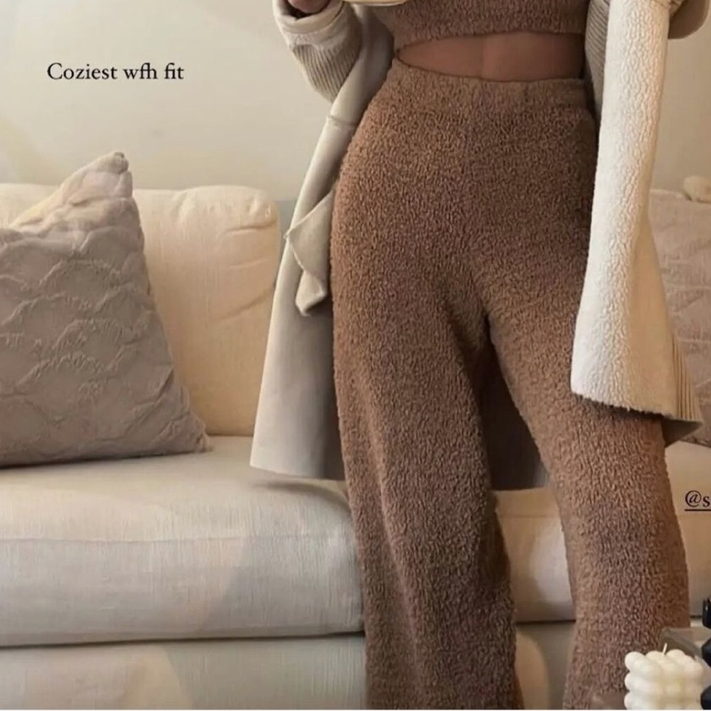 NWT Skims Cozy Knit Wide Leg Lounge Pants in Camel - M